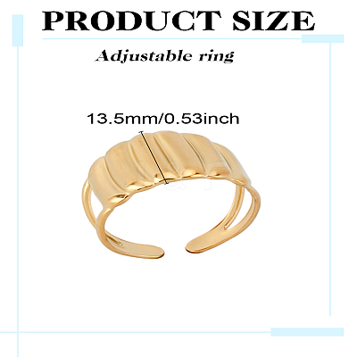 1Pc Stainless Steel Geometry Cuff Rings for Women RJEW-LP0002-55G-1