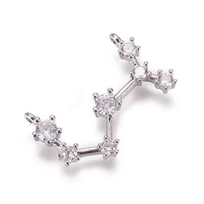 Brass Micro Pave Cubic Zirconia Pendants X-ZIRC-F099-20P-04-1