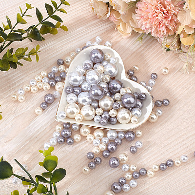 222Pcs 9 Styles ABS Plastic Imitation Pearl Round Beads KY-GO0001-03-1