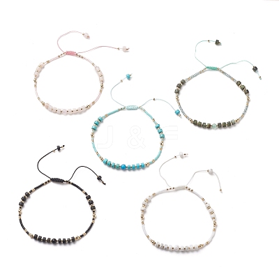 Adjustable Nylon Thread Braided Bead Bracelets BJEW-JB05504-1