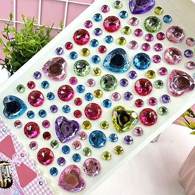 Acrylic Rhinestone Stickers PW-WG57661-01-1