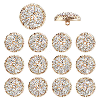 14Pcs 1-Hole Alloy Glass Shank Buttons BUTT-MA0001-16A-KCG-1