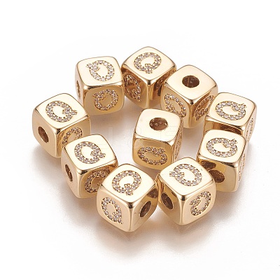 Brass Micro Pave Cubic Zirconia Beads KK-K238-16G-Q-1