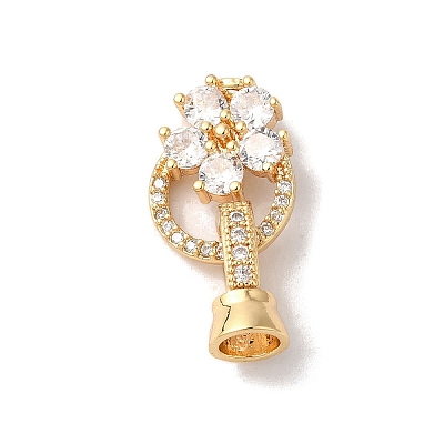 Brass Micro Pave Cubic Zirconia Fold Over Clasps KK-B098-08G-01-1