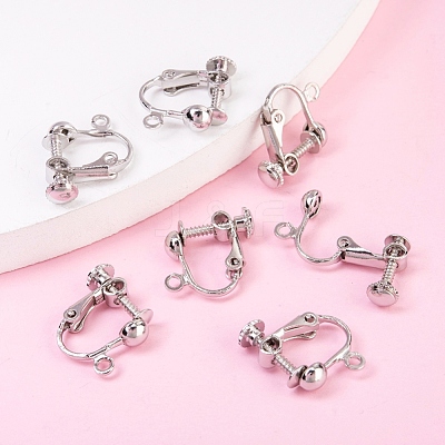 Brass Clip-on Earring Findingsfor non-pierced Ears X-EC143-NF-1