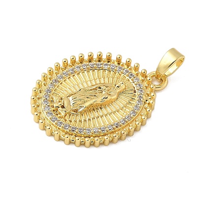 Brass Micro Pave Clear Cubic Zirconia Pendants KK-B139-20G-02-1