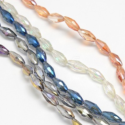 Electroplate Crystal Glass Rice Beads Strands EGLA-F042-A-1