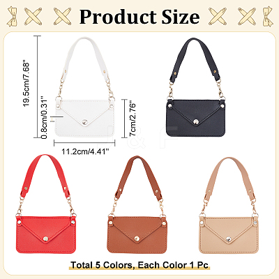 5Pcs 5 Colors Imitation Leather Women's Mini Envelope Clutch Bags AJEW-WR0001-85-1