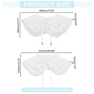 2Pcs 2 Styles Detachable Embroidered False Collars DIY-HY0001-95-1