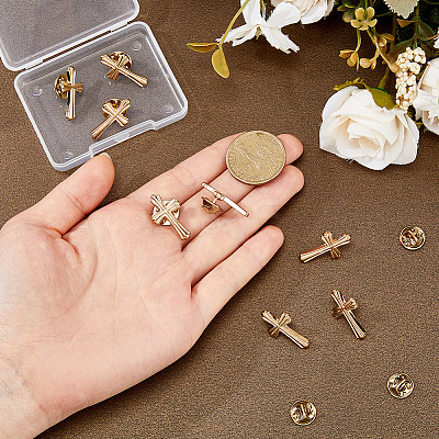 8Pcs Cross Alloy Lapel Pin Backs for Backpack Clothes JEWB-DC0001-31G-1