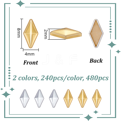 480Pcs 2 Colors Aluminum Hotfix Iron On Star Studs DIY-NB0015-87B-1