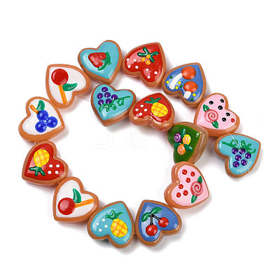 Handmade Heart Lampwork Beads Strands LAMP-P069-04A-07-1