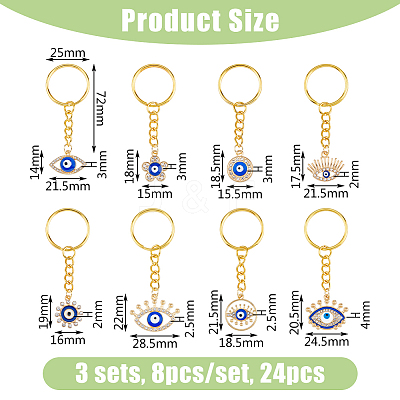 Evil Eye Enamel Rhinestone Keychain KEYC-HY0001-16-1