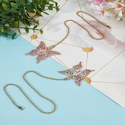 2Pcs 2 Styles Butterfly Alloy Rhinestone Charms Ceiling Fan Pull Chain Extenders HJEW-LP00014-1