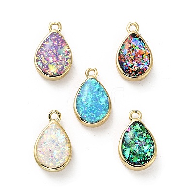 Brass Pendants with Synthetic Opal KK-A239-02G-1