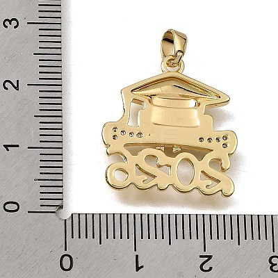 Brass Micro Pave Clear Cubic Zirconia with Black Enamel Pendants CU-CBAA556-07A-1