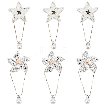 6Pcs 2 Style Star & Windmill Glitter Hotfix Rhinestone DIY-FG0002-26-1