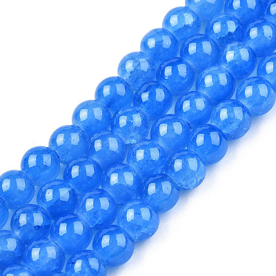 Baking Paint Crackle Glass Beads Strands X-DGLA-Q023-6mm-YS16-1