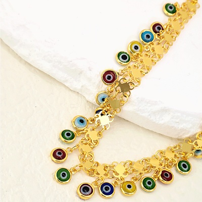 Fashionable Brass Colorful Evil Eye Tassel Anklets for Women NW2668-1