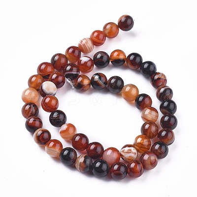 Natural Striped Agate/Banded Agate Beads Strands G-I261-C05-8mm-1