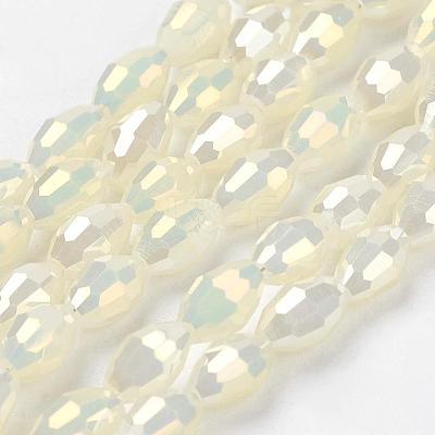 Electroplate Glass Beads Strands EGLA-J013-4X6mm-F03-1