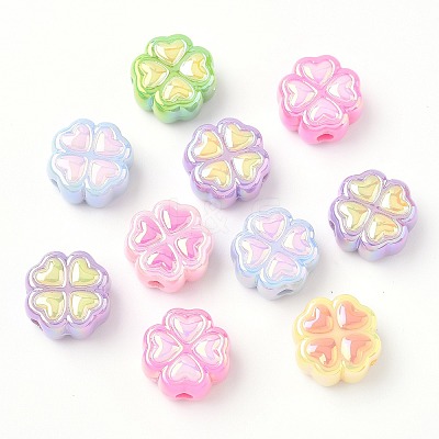 50Pcs UV Plating Opaque Acrylic Beads SACR-CJ0001-75-1