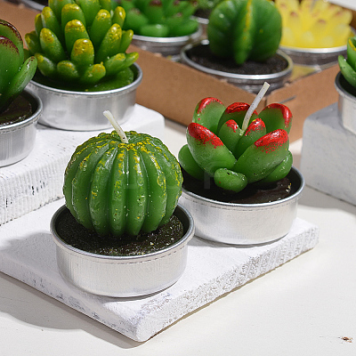 Cactus Paraffin Smokeless Candles DIY-G024-F-1