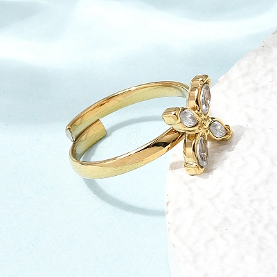304 Stainless Steel Cubic Zirconia Finger Rings RJEW-C169-01G-03-1