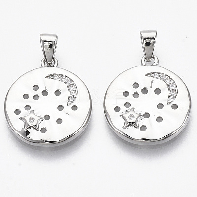 Brass Micro Pave Cubic Zirconia Pendants KK-R130-022P-NF-1