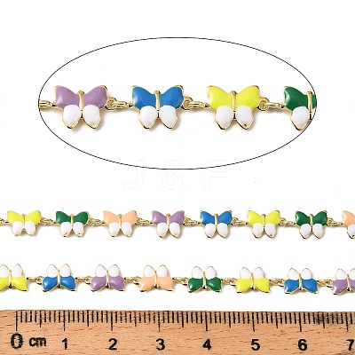 Brass Enamel Butterfly Link Chains CHC-F021-03G-01-1