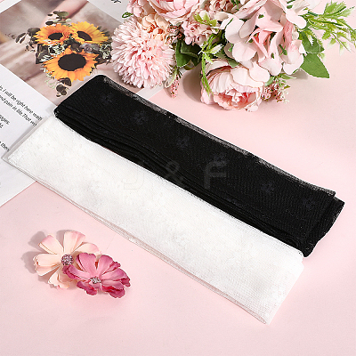 2Pcs 2 Colors Polyester Lace Long Silk Scarf for Women Girls AJEW-GF0011-28C-1