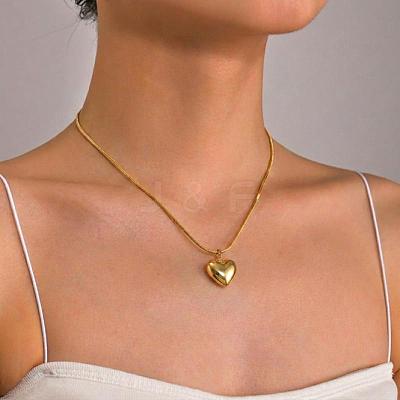 304 Stainless Steel Heart Pendant Necklaces for Women AR9427-1-1
