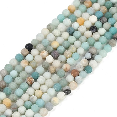 Natural Flower Amazonite Beads Strands G-F591-15-6mm-1