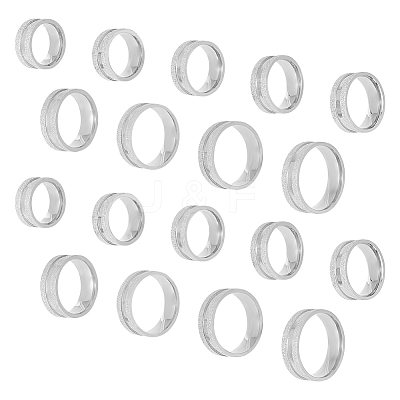 18Pcs 9 Size 201 Stainless Steel Grooved Finger Ring for Men Women STAS-UN0045-60A-P-1