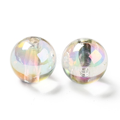 Two Tone UV Plating Rainbow Iridescent Acrylic Beads TACR-D010-03A-1