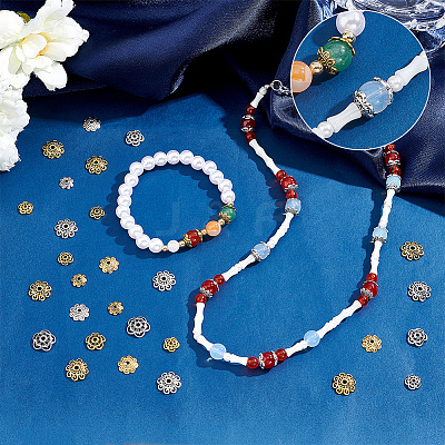 360Pcs 12 Style Tibetan Style Alloy Bead Caps FIND-PH0006-57-1
