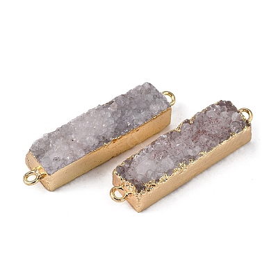 Electroplated Natural Druzy Agate Links/Connectors G-G656-02F-1