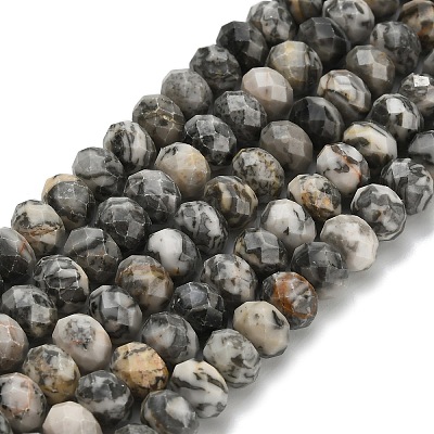 Natural Black Silk Stone/Netstone Beads Strands G-Z111-A45-1