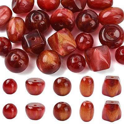 20Pcs 5 Styles Opaque Resin Beads RESI-FS0002-35-1