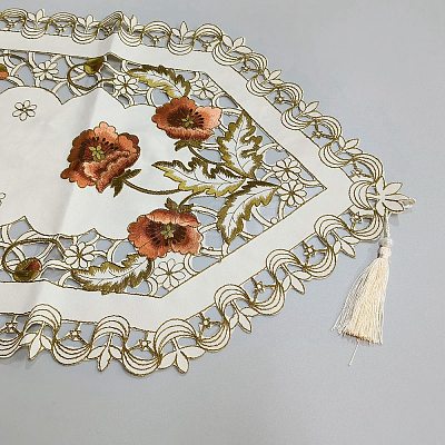 Flower Pattern Embroidery Polyester Table Cloths AJEW-WH0471-115-1