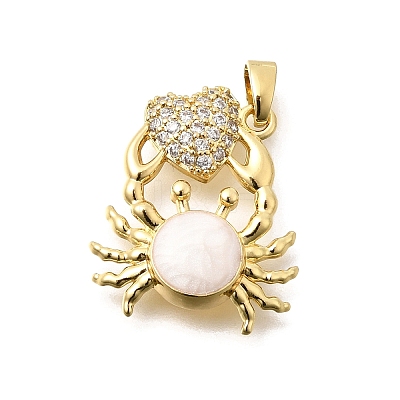 Brass Clear Cubic Zirconia Pendants KK-B187-01G-05B-1