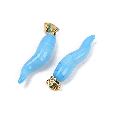 Handmade Lampwork with Brass Pendants KK-Q095-02B-05-1