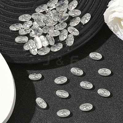Oval with Flower Tibetan Style Alloy Beads TIBEB-1199-AS-LF-1