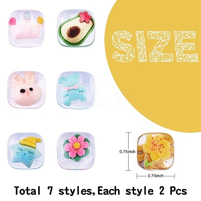 14Pcs 7 Styles Transparent Resin Cabochons CRES-SZ0001-36-1