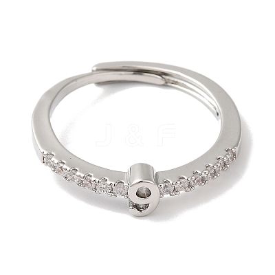 Rack Plating Brass Clear Cubic Zirconia Number 9 Adjustable Rings for Women RJEW-S407-09P-09-1