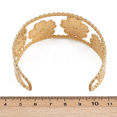 304 Stainless Steel Cuff Bangles for Women BJEW-D363-05A-G-1