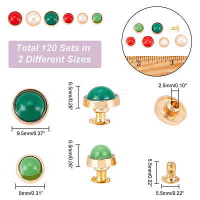120 Sets 6 Style Alloy Semi-Tublar Rivet Studs DIY-AR0002-90-1