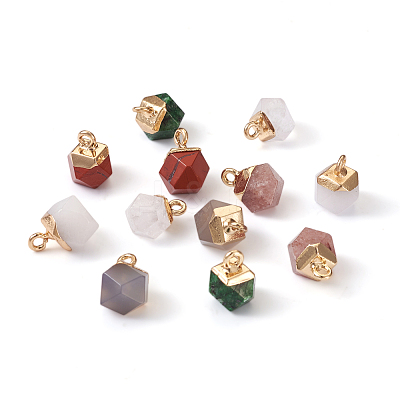 12Pcs 6 Style Natural Gemstone Charms G-FW0001-24-1