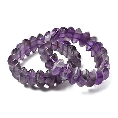 Bicone Natural Amethyst Beads Stretch Bracelets for Women Men BJEW-C097-05A-1
