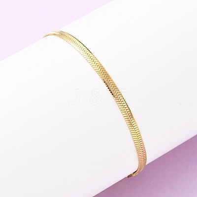 304 Stainless Steel Flat Snake Chain Bracelets BJEW-C134-01A-G-1